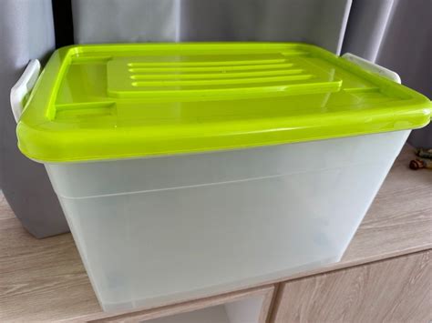 Heavy duty plastic containers with 4 wheels, Furniture & Home Living ...