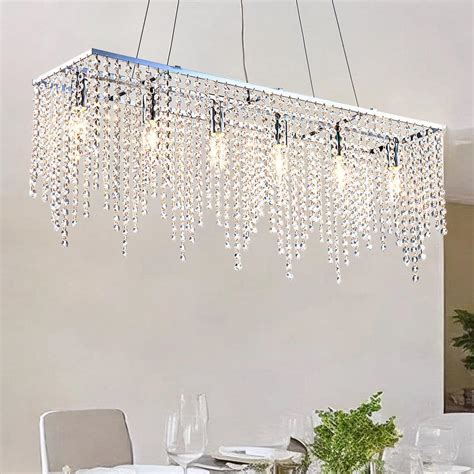 Sefinn Four Light In Rectangular Chrome Finish Chandelier With