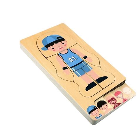 Puzzle De Corps Humain En Bois Pour Gar Ons Et Filles Multi Couches