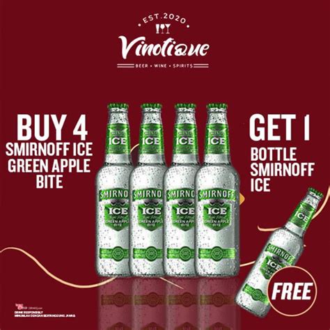 Jual SMIRNOFF ICE GREEN APPLE BITE 275ML 4 BTL FREE 1 BTL Di Seller