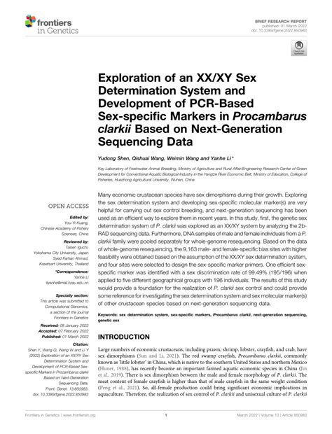 Pdf Exploration Of An Xxxy Sex Determination System And Development