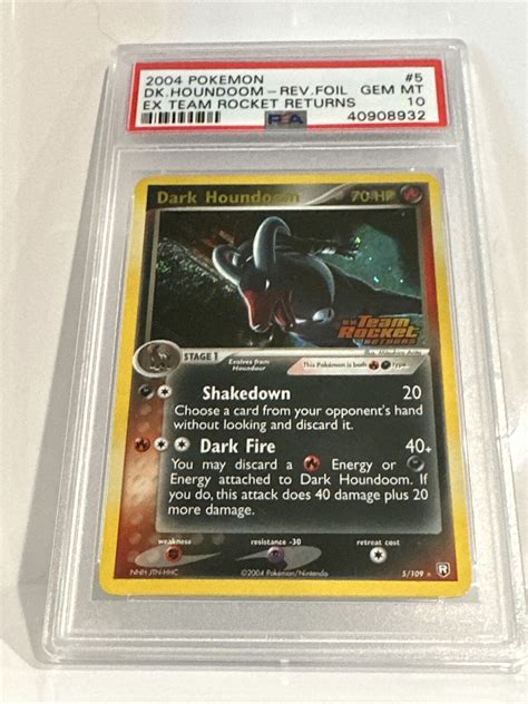 2004 Pokémon Dark Houndoom Reverse Foil 5109 Ex Team Rocket Returns