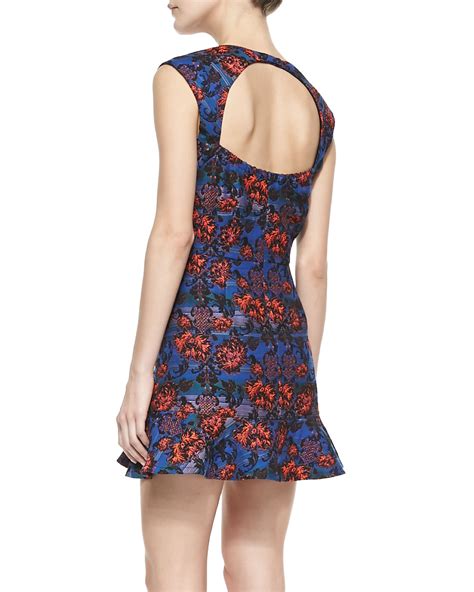 Lyst Twelfth Street Cynthia Vincent Cap Sleeve Floral Flounce Hem