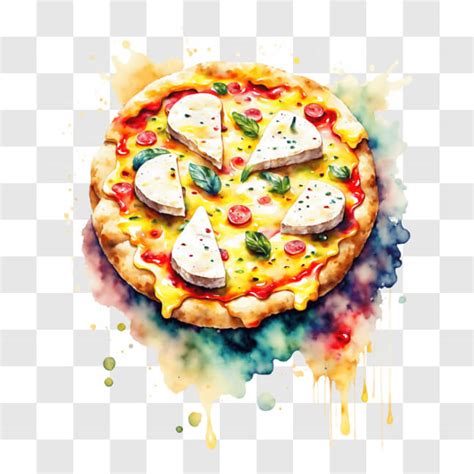 Descarga Pizza Colorida con Queso Tomates y Pepperoni PNG En Línea