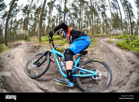 Mountain Biking In Surrey Hills Action Shot Stock Photo Alamy