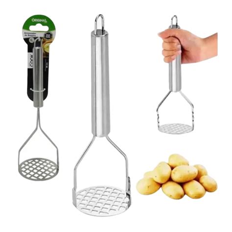 Amassador Espremedor Multiuso De Batata E Legumes De Inox Com Cabo