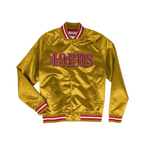 Mitchell & Ness San Francisco 49ers Lightweight Satin Jacket Gold Red ...