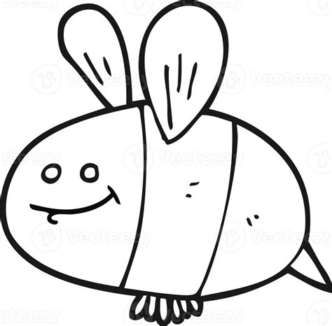 Hand Drawn Black And White Cartoon Bee 44963794 Png