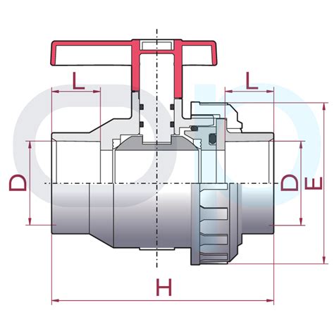 Válvula de bola Uniblock PVC PE EPDM encolar Outlet Piscinas