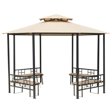 Outsunny Gazebo Da Giardino Con Panchine Interne Doppio Tetto