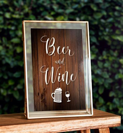 Wedding Bar Sign Beer And Wine Printable Rustic Reception Etsy