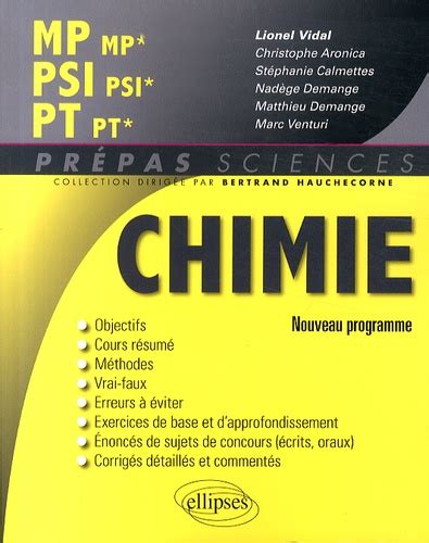 Chimie Mp Mp Psi Psi Pt Pt De Lionel Vidal Livre Decitre