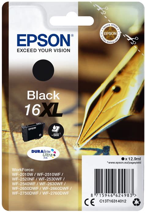 Epson Druckerpatrone Tinte 16 XL T1631 BK Black Schwarz