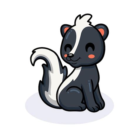 Desenho De Skunk Fofinho Sentado Vetor Premium