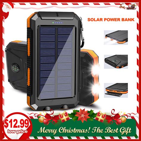 Portable Solar Power Bank 10000000mAh With Flashlight Battery Pack Fast