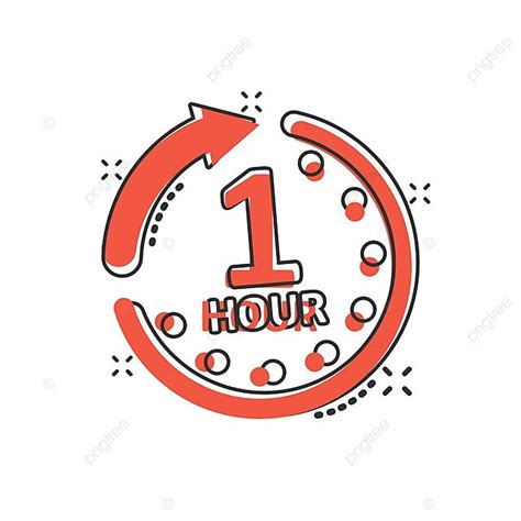 Comicstyle 1 Hour Timer Icon With Splash Effect Vector Background