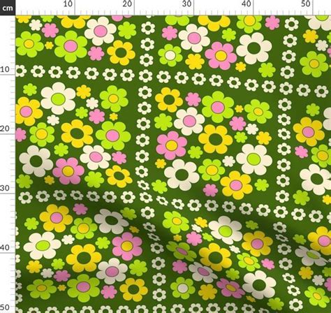 Colorful Fabrics Digitally Printed By Spoonflower Daisy Power Dark