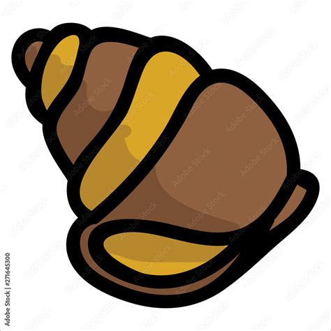 Cute Brown Whelk Shell Cartoon Vector Illustration Motif Set Hand