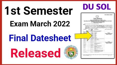 Du Sol First Semester Final Datesheet Released March Exam Sol