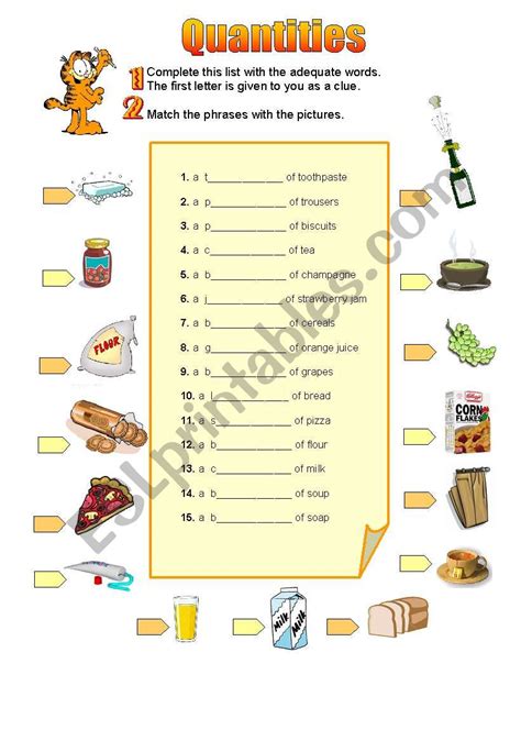 Quantities Esl Worksheet By Atlantis