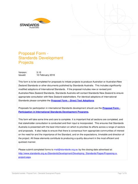 Fillable Online Proposal Form Standards Development Fax Email Print