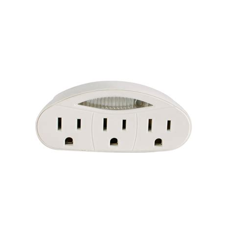 Hyper Tough 3 Grounded Outlet Night Light Indoor White Tap Walmart