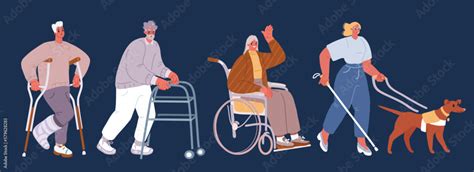 Vector Cartoon Illustration Of Disabled People People With Disability