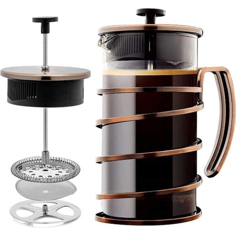 OVENTE French Press Coffee Maker, Stainless Steel Filter- Spiral Copper ...