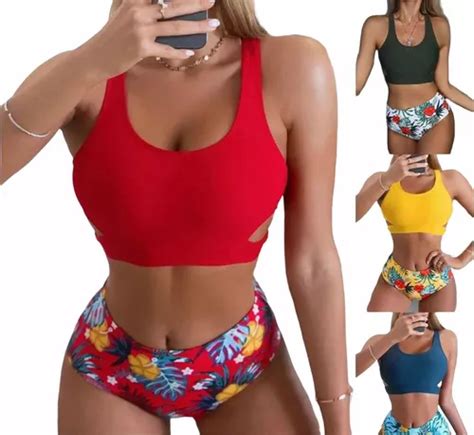 Bikini Mallas Tiro Alto Piezas Push Up Uniteduy Varios Col Cuotas