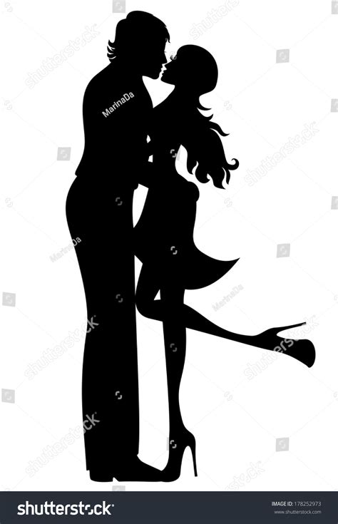 Romantic Couple Silhouette Lovers Woman Man Stock Vector Royalty Free 178252973 Shutterstock