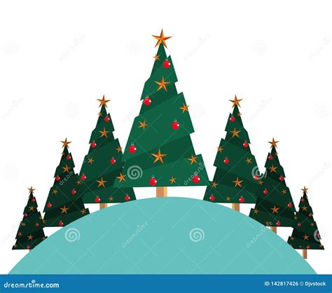 rboles De Pino De La Navidad En El Fondo Blanco Ilustración del Vector