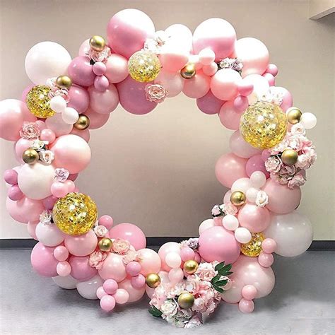 Pink Balloon Arch Kit 135pcs White And Gold Latex Birthday Etsy