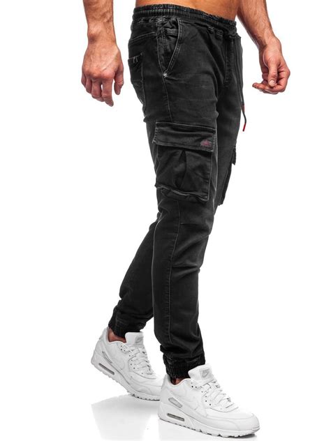 Czarne Jeansowe Joggery Boj Wki Spodnie M Skie Slim Fit Denley W