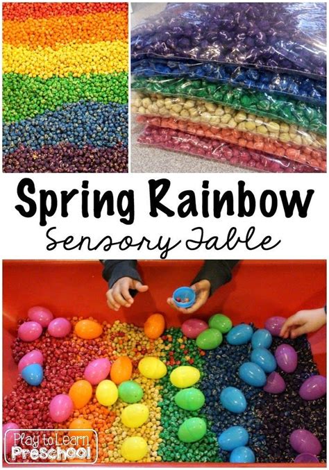 Spring Rainbow Sensory Table Sensory Table Preschool Activities