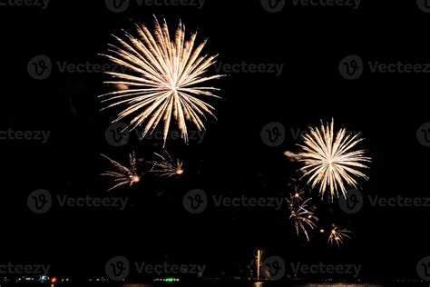 fireworks celebration over sea in pattaya beach 13284630 Stock Photo at ...