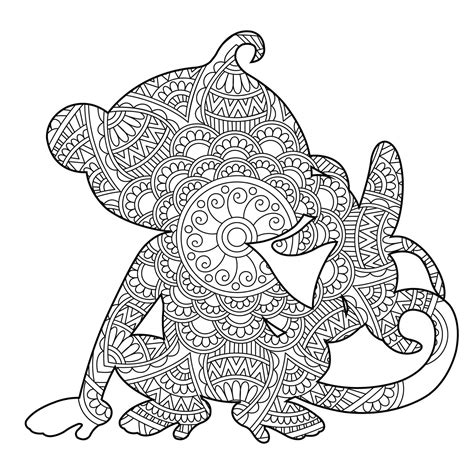 Mandala Monkey Coloring Page - Sheet 4 - Download, Print Now!