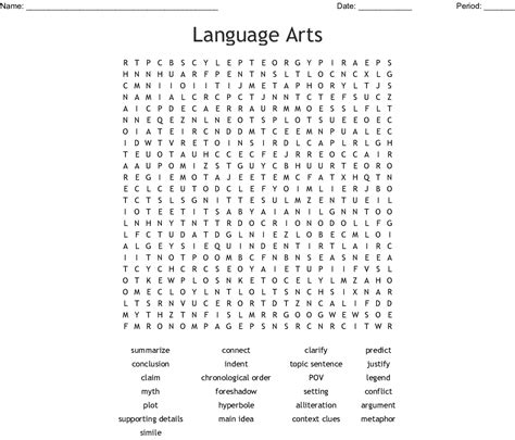 Language Arts Word Search Printable Word Search Printable