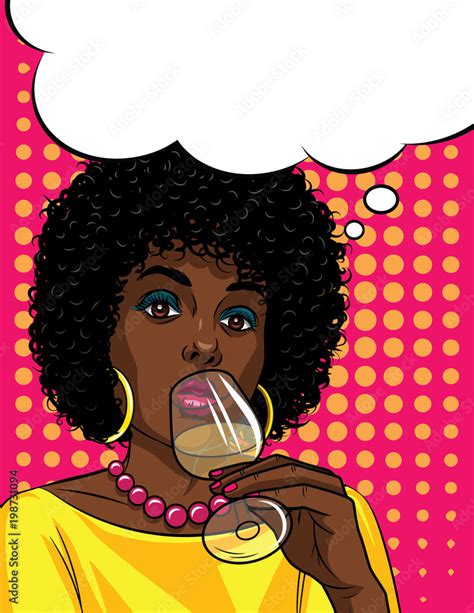 Colorful Illustration In Pop Art Style Of Beautiful African American