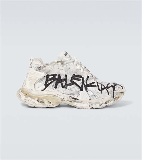 Runner Graffiti distressed sneakers in white - Balenciaga | Mytheresa