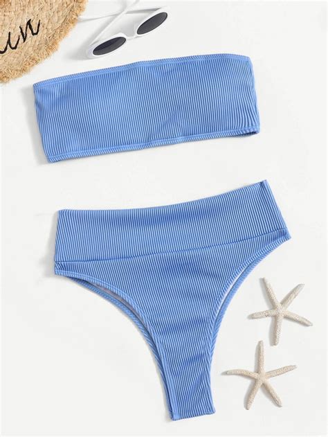 Shein Bikini De Cintura Alta Bandeau Vezia