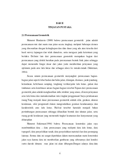 Bab Ii Tinjauan Pustaka Perencanaan Geometrik