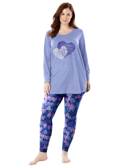 Dreams Co Women S Plus Size Piece Pj Legging Set Pajamas Walmart