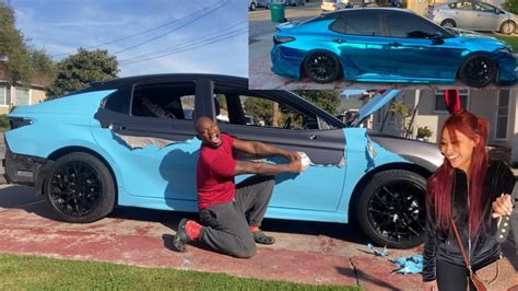 2021 Toyota Camry Wrapped In Light Blue Chrome Youtube