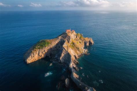 Aerial View of San Juan De Gaztelugatxe at Sunrise, Basque Country ...