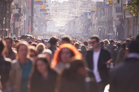 Crowd Of People Walking On Street Sidewalk Editorial Stock Image