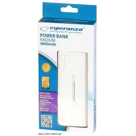 Power Bank Esperanza EMP106WE Weiß Grau Weiß Grau 8000 MAh