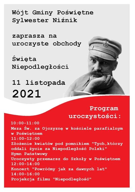 Obchody Święta Niepodległości 11 listopada – Gmina Poświętne