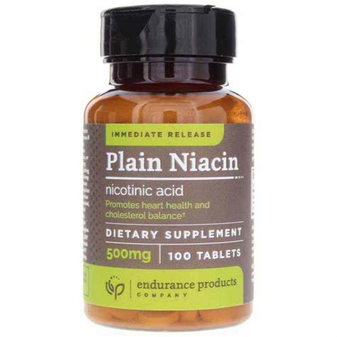 Plain Niacin Nicotinic Acid 500 Mg Endurance Products