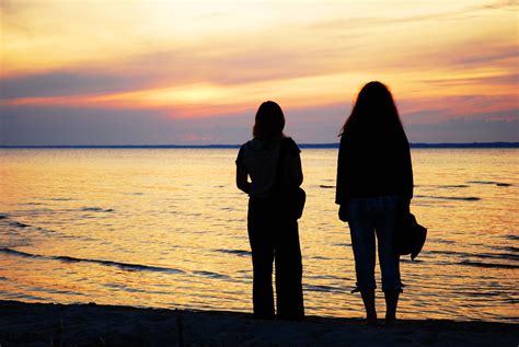 Two Girls By The Sea At The Sunset Free Photo Download Freeimages