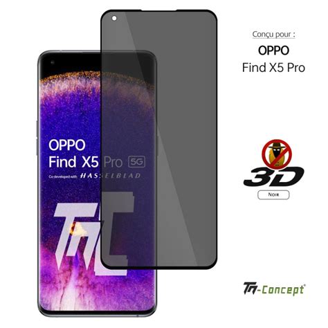 Verre trempé teinté 3D Privacy pour Oppo Find X5 Pro TM Concept